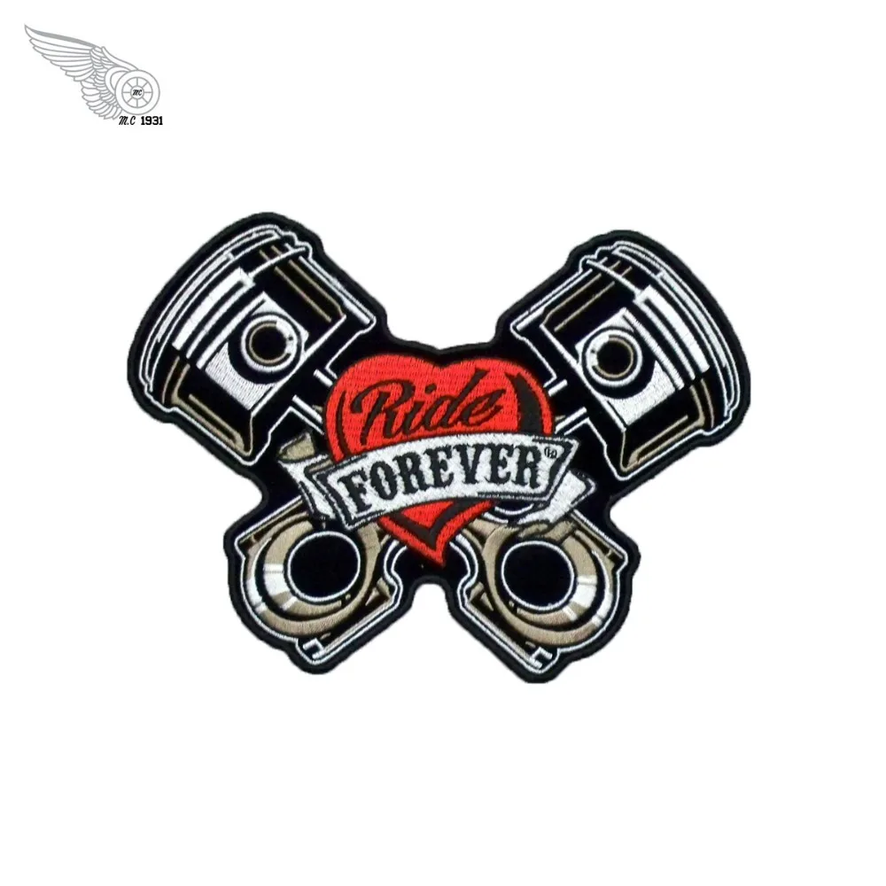 Нашивка для мотоцикла Ride forever piston передняя вышивка наклейки на одежду бесплатная