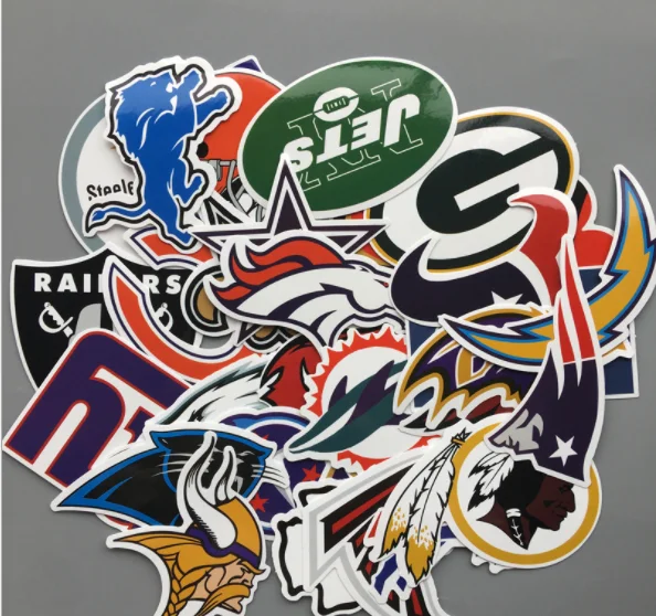 

32Pcs/Lot PVC Waterproof American Football NFL Club Logo For Laptop Trunk Skateboard Fridge Phone Decal Car-Styling Toy Sticker