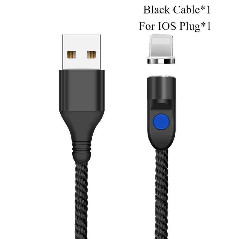 For IOS Plug Black Круглый Магнитный кабель GREENPORT для iphone, lightning, xs, 3A, быстрая зарядка, Тип C, Micro Usb шнур для samsung S9, кабели для мобильных телефонов - Цвет: For IOS Plug Black