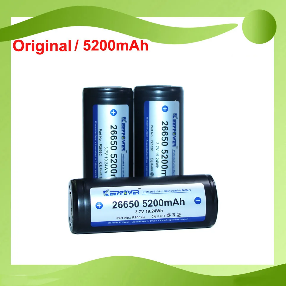 5 шт./лот оригинальный Keeppower 3 7 V 26650 ICR26650 5200mAh Защищенный фонарик | Электроника