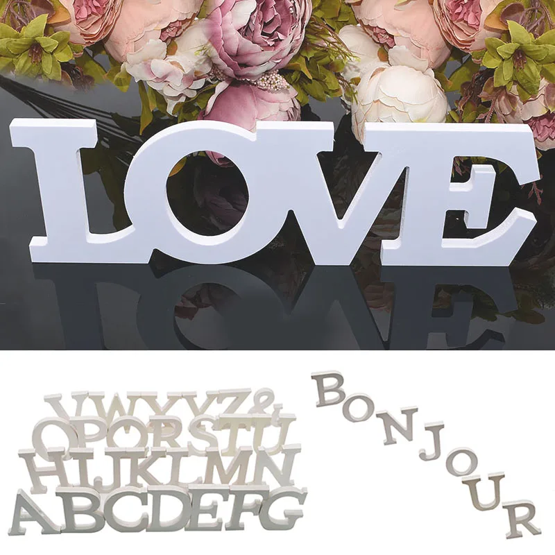 1 шт. деревянные буквы с надписью LOVE Freestanding белые буквами Алфавит для украшения