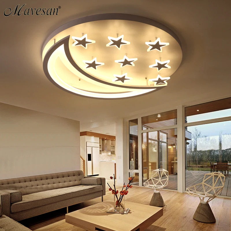 

New modern lamp Star and Moon Children Kids Room Bedroom Living Room Chandelier Home Deco Modern Led Ceiling Chandelier Fxitures