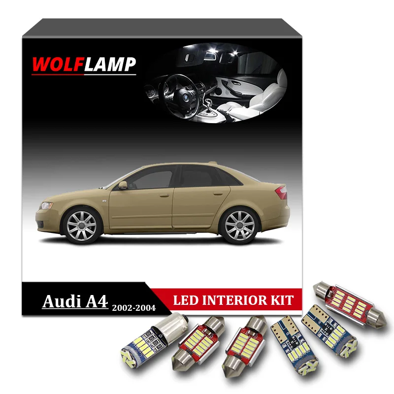 Wolflamp 15 шт. супер яркая фотоламсветильник для интерьера автомобиля s 2002 2004 Audi A4 B6