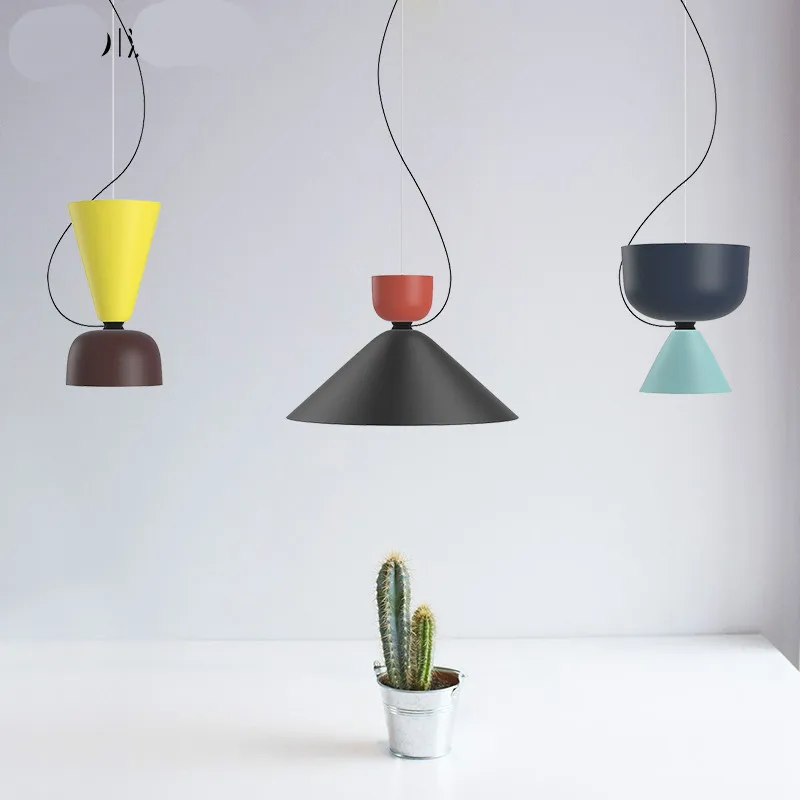 

Vintage Post-modern Retro Geometric Combination Colorful Aluminum Led E27 Pendant Light For Dining Room Bar Restaurant 80-265v