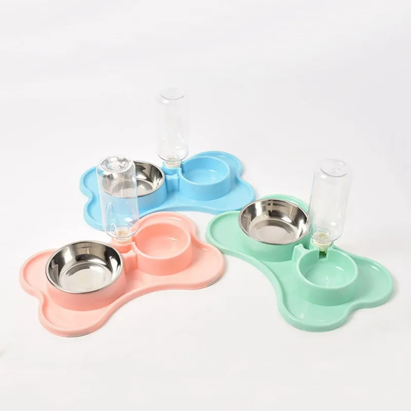 

Pet Supplies Bone Shape Automatic Drinker Double Bowl Food Bowl Set Dispenser and Food Feeding Dish for Pet Feeding Anti Splash