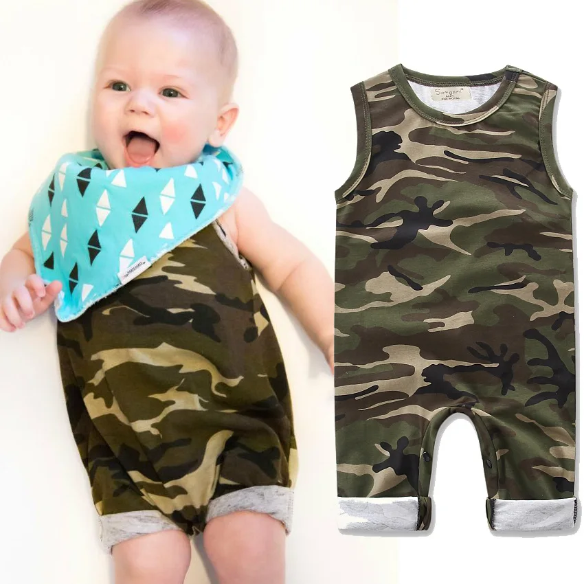 2017 summer baby boy romper battle fatigues jumpsuits infant boys