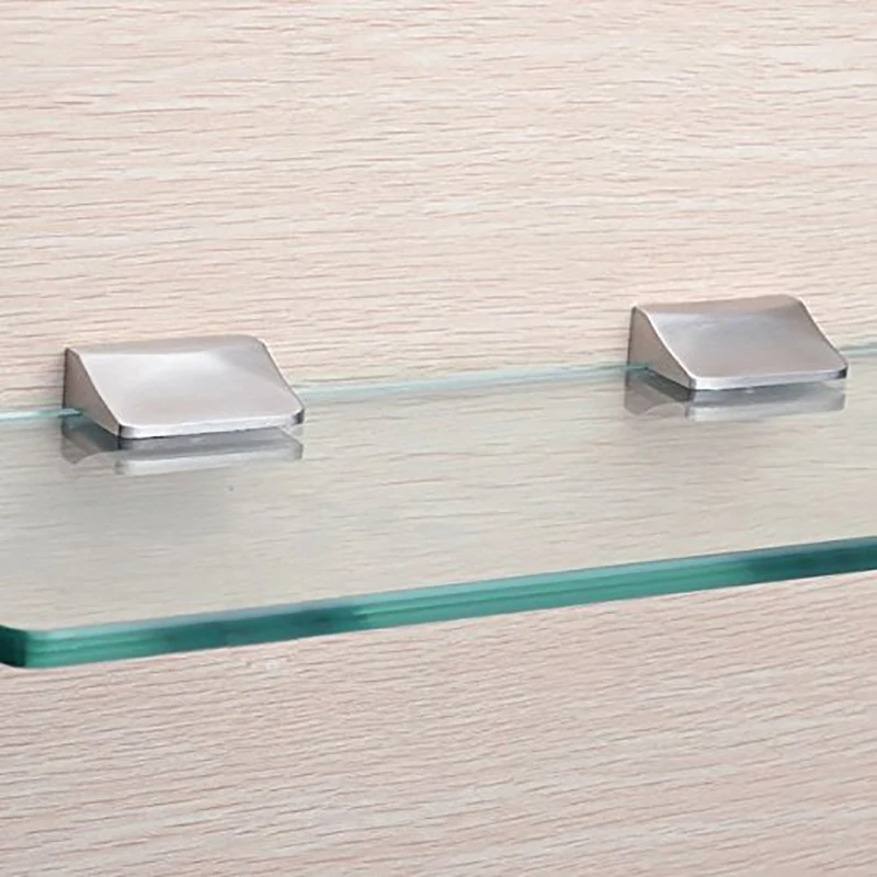 2pc Brushed 304 Stainless Steel Glass Clip Clamp Shelf Holder Bracket
