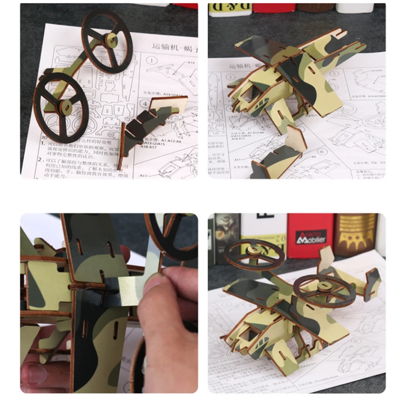 3d деревянные летающие развивающие игрушки Детские Diy ручной работы деревянный пазл самолет серии для детей раннего образования подарки