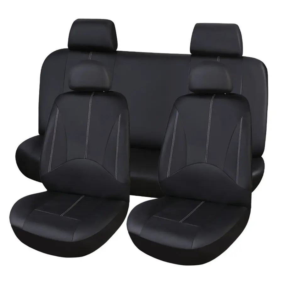 

Black PU Leather Car Seat Cover Full Set Front Rear Seat Cushion Mat Protector Car-covers