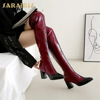 

Sarairis New Plus Size 32-48 Add Fur Warm Winter Boots Women Shoes Woman Platform Chunky Heels Over The Knee Boots Female