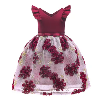 

Children Embroidery Flowers Dress Girl Party Pageant Princess Dress For Little Girls 3-10 Years Kids Glitz First Communion Dress