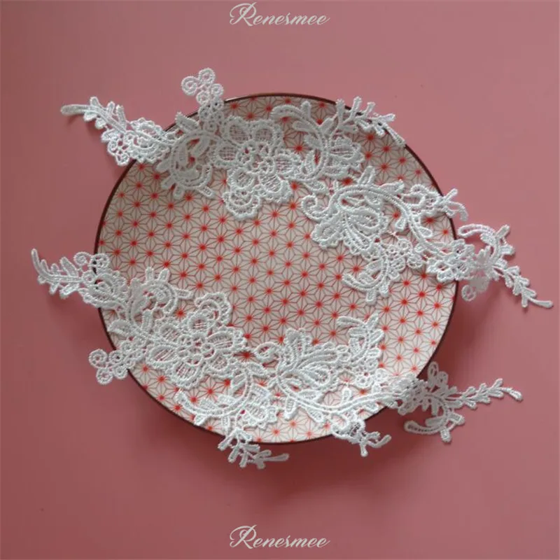 2Pairs/4pcs Ivory/White Classic Clothing Lace Trim Applique Trimming High Quality DIY Craft Sewing Accessories 32X7.5cm SX17 | Дом и сад