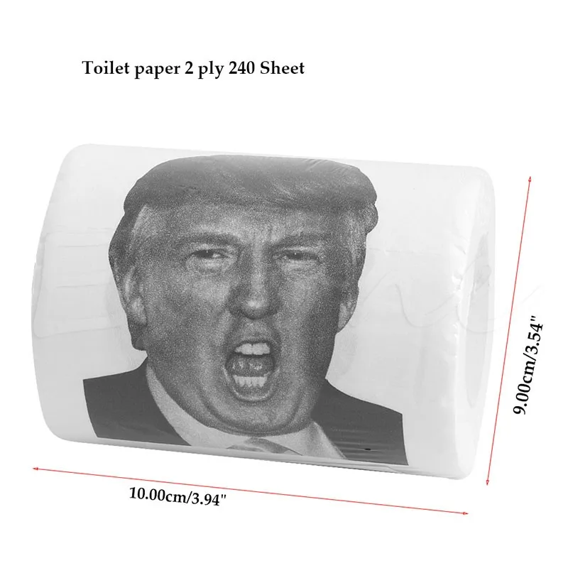1 рулон напечатанной туалетной бумаги Дональда Трампа с напечатанным юмором домашняя ванная комната туалетный рулон бумажных салфеток 2 слоя 240 листов