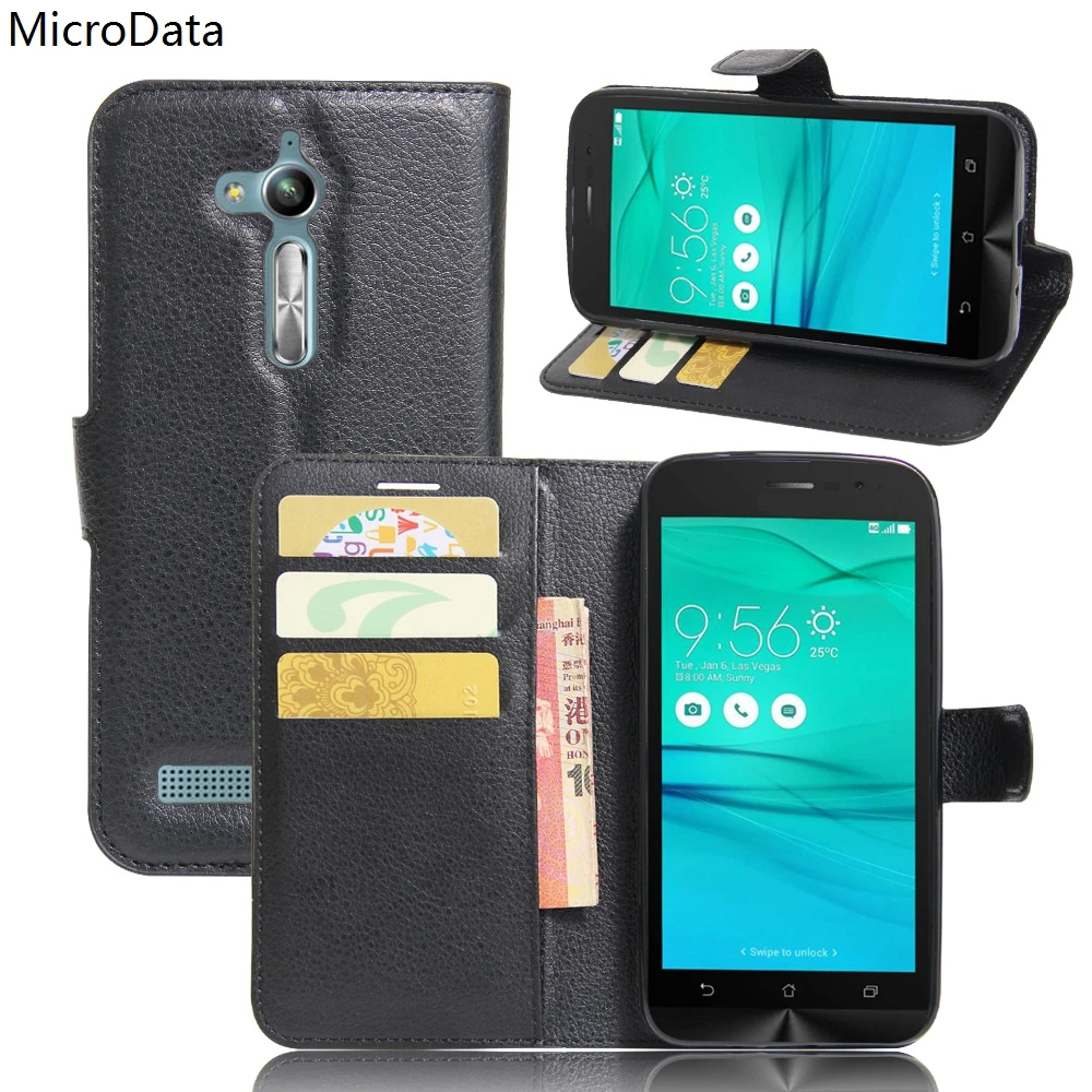 Роскошный флип чехол из искусственной кожи для Asus Zenfone GO ZB500KL ZB500KG с бумажником и