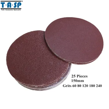 

TASP 6" 150mm Peel Stick Sandpaper 25PC Sanding Disk Grits 60 80 120 180 240