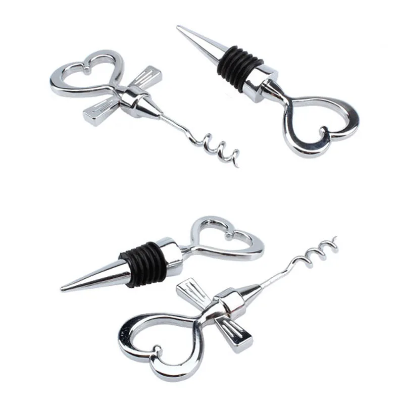 

2PCS/SET Heart Shaped Wine opener Bottle stopper combination