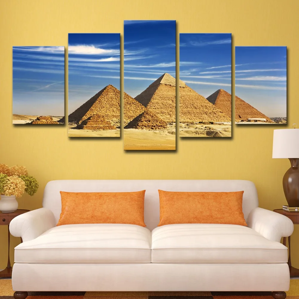 Wall Art Poster Modular 5 Panel The Pyramids Of Egypt Picture Modern