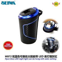 Acessórios Hyun azul pode ser pendurado carro cilindro cinzeiro cigarro solar W872