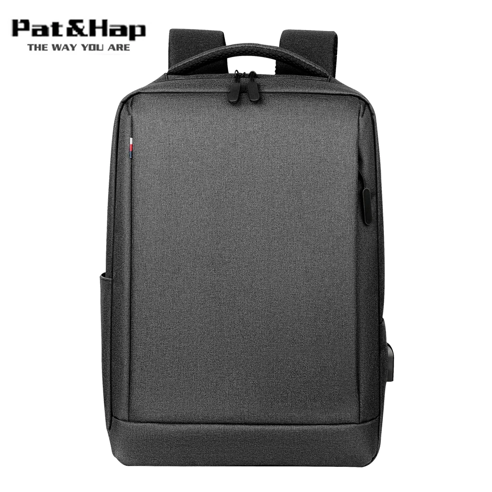 

Pat&hap High Quality Oxford 15.6' Laptop Men Backpack Simple Fashion Business Travel Work Back Pack School Bags USB Chargeing