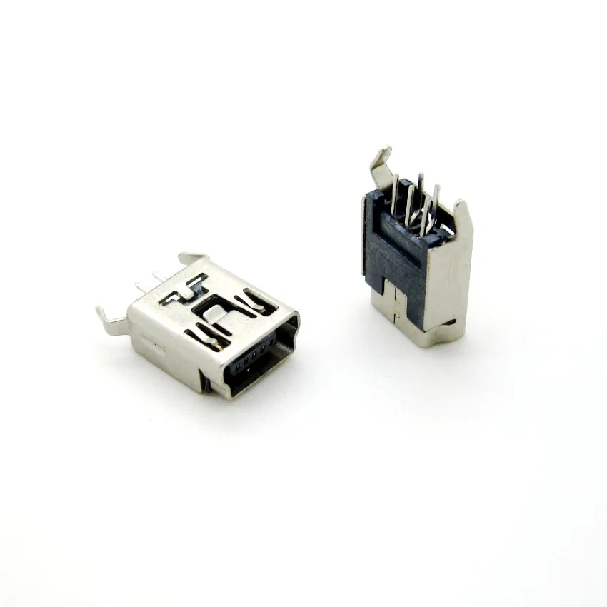 

10PCS Mini USB Type B Female 5 Pin DIP 2 pin Vertical Leg PCB Socket Connector