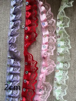 

Wholesale Lot Multi Colors Sequin Double Layers Ruffle Lace Trim, doll DIY sewing Craft doll dress 2cm