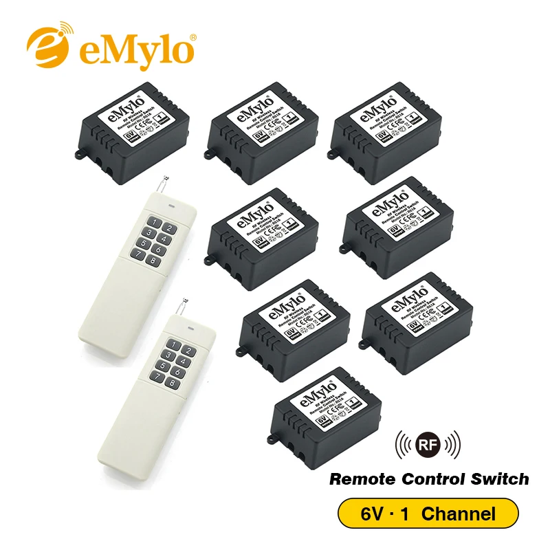 eMylo DC5V/ 6V Smart Switch Wireless RF Remote Control Light Lamp 433Mhz White Long Transmitter 8X 1Channel Relays | Обустройство