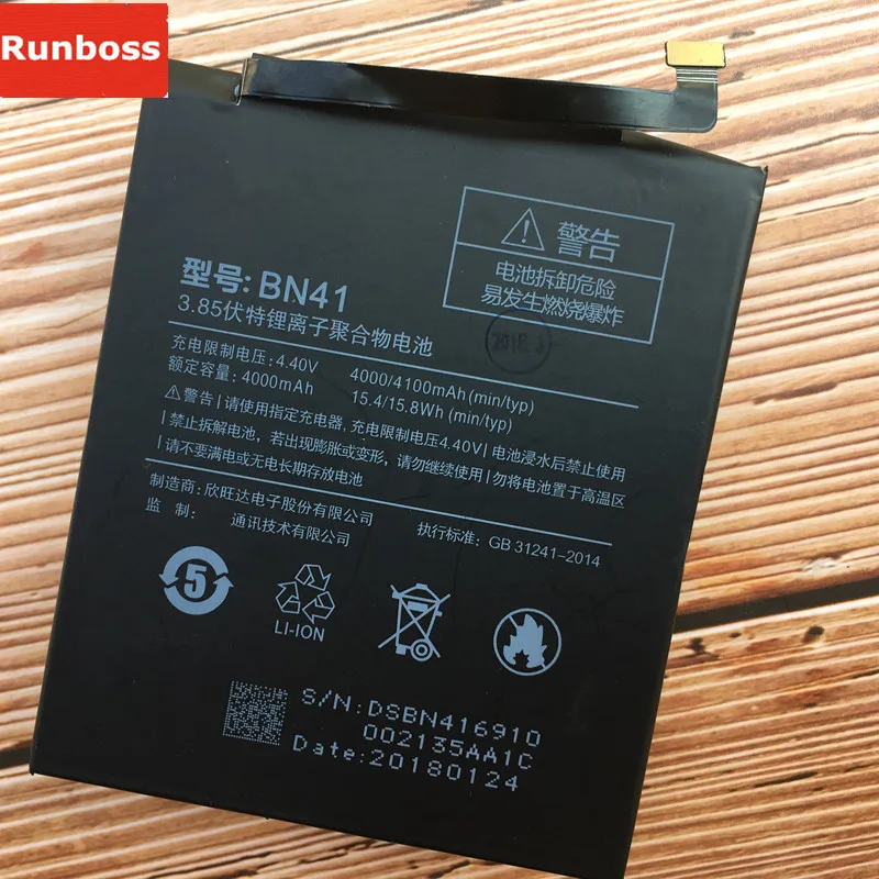 

New Original Real 4100mAh BN41 Battery For Xiaomi Redmi Note 4 MTK Helio X20 \ Redmi Note 4X Pro 4G+64G Battery
