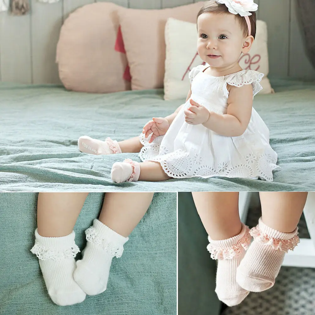 1 Pair Summer Retro Lace Ruffle Frilly Ankle Short Socks Kids Princess