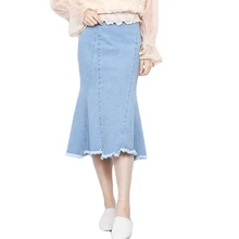 Новинка Весна Лето Осень Женская Корейская Стиль тонкая джинсовая Милая женская, трубообразной формы рыбий хвост Русалка упаковка, бедро, длинная юбка CM2865