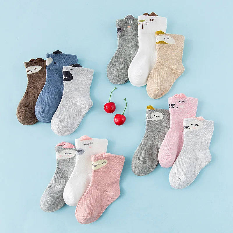 

3Pairs/Lot Cotton Baby Socks Lot Newborn Baby Boys Girls Socks Cute Toddler Kids Crew Socks Short Patterned Animal Set Brand