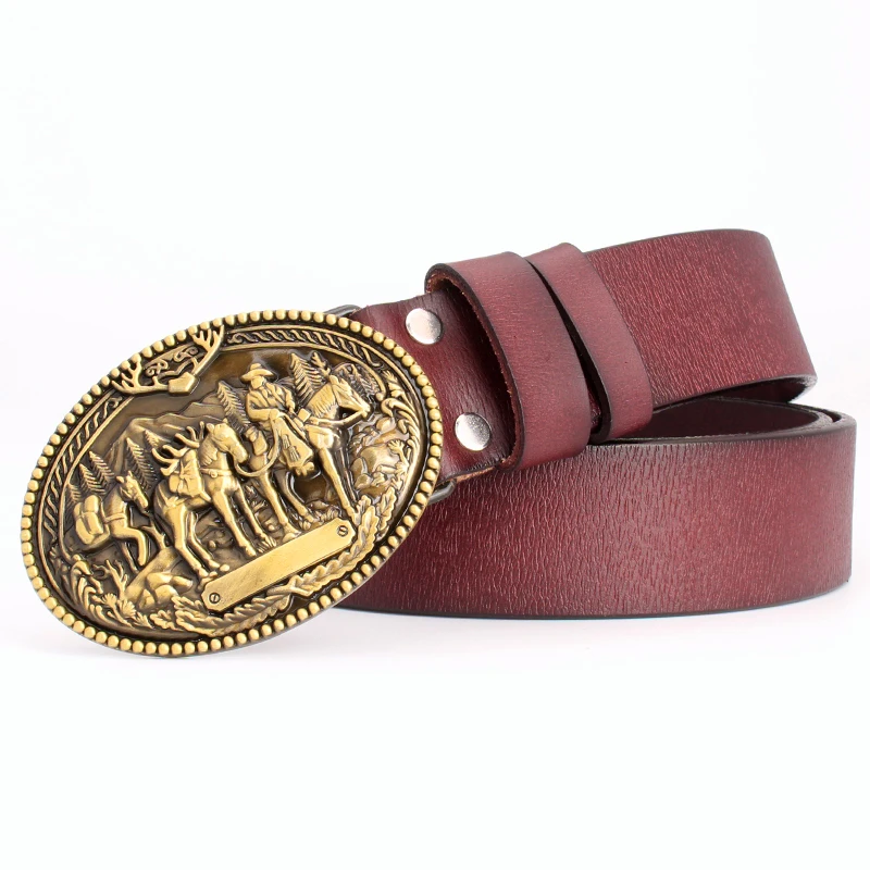 Cinturones De Cuero Genuino Para Hombre, Correa De Marca De 3,8 CM De Cuero De Vaca Puro
