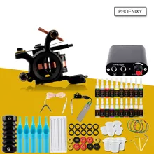 Стартовый комплект татуировок машинка для татуировок набор 20 цветные чернила захваты для иглы Советы Электропитание начинающих тату набор Поставки