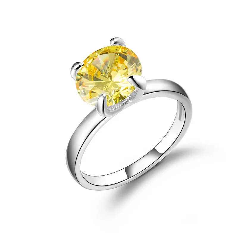 

Hainon Yellow Clear AAA Zircon Wedding Rings for women Jewelry Silver/Gold color Crystals Engagement Rings Female Simple Ring