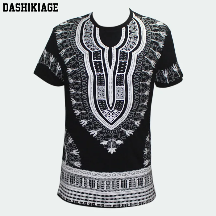 Dashikiage Унисекс Женская Мужская африканская футболка в африканском стиле Бохо хиппи кафтан праздничный этнический Цыганский Топ традиционная блуза - Цвет: black