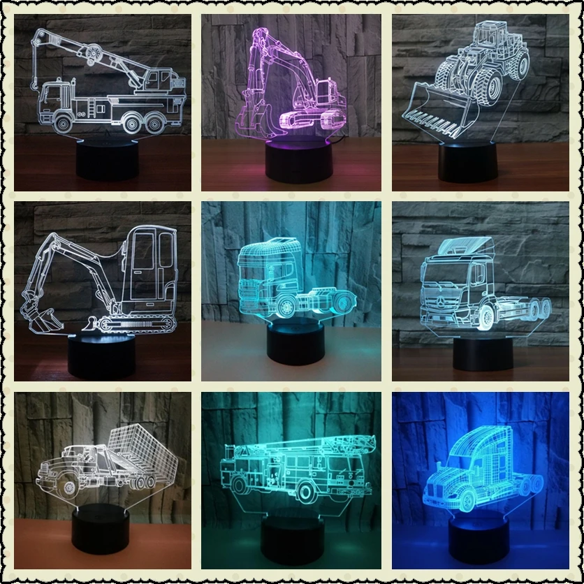 Candeeiros de Mesa Lâmpada de Mesa Decoração do Quarto das Crianças 3d para Sala de Estar Luz da Noite Recipiente Carro Estéreo Quarto Lâmpada Led Criativo 3d