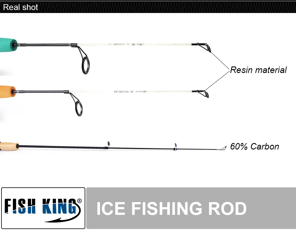 FISH KING зимняя удочка для подледной рыбалки 50/75 см, 2 секции, удочки с катушкой для рыболовного колеса, снасти