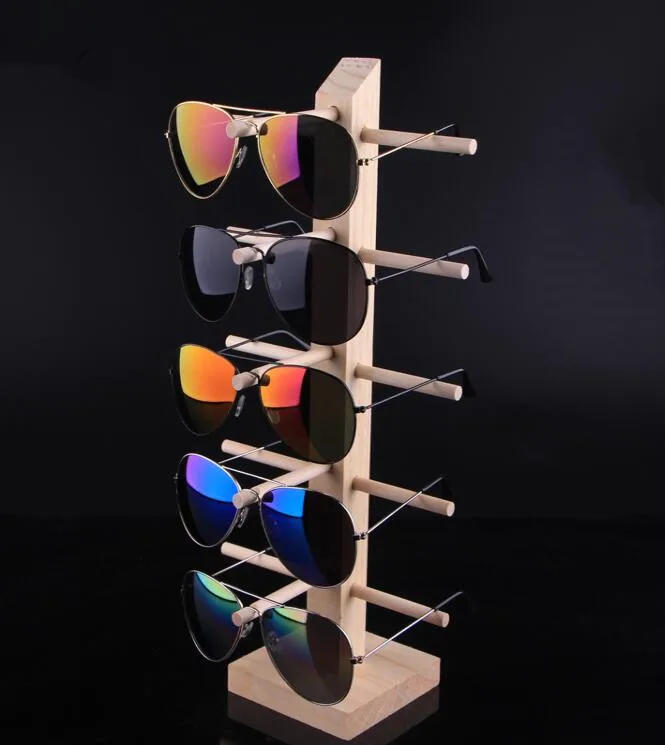 Горячая Распродажа, многослойный деревянный стеллаж для солнцезащитных очков, полка для очков, демонстрационная подставка, держатель для ювелирных изделий, для нескольких пар, витрина для очков - Цвет: Single row 5 pairs