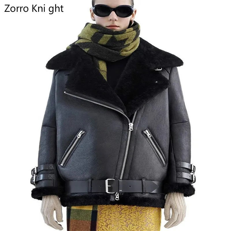 

2018 New Fashion Women Autumn\Winter Black Faux Leather PU Jackets Zipper Basic Coat Turn-down Collar Biker Jacket With Blet