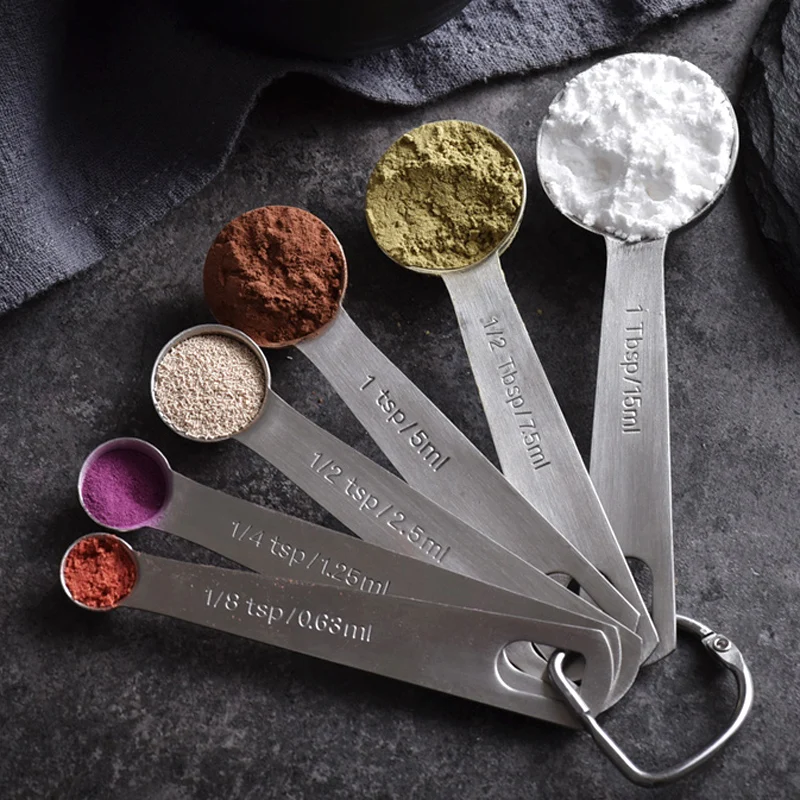 6Pcs Kitchen Measuring Spoon Set Stainless Steel Tablespoon Baking Cooking Scale Measuring Tools Spice Sugar Coffee Tea Scoop (1)