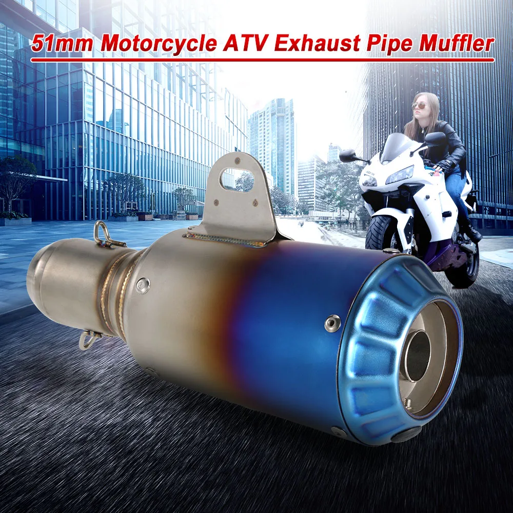 

Motorcycle scooter exhaust muffle pipe 51mm Stainless Frosting Noise Reduction Refit scooter muffler exhaust for motorcycle ATVs