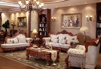 

french style fabric sofa sets living room furniture,antique style wooden sofa from Foshan market