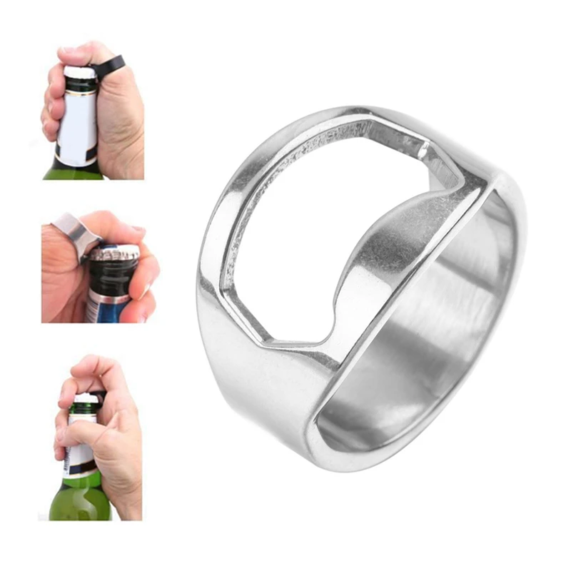 

1PCS Ring opener Stainless Steel Creative Versatile Finger Ring Bottle Opener Bar Beer Tools bottle openers gadgets cool