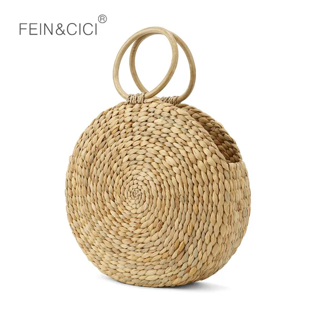 Beach Bag Round Rattan Circle Straw Totes Basket Women Beach Bag Round Rattan Circle Straw Totes Basket Women Summer Handmade Handbag 2019 Boho