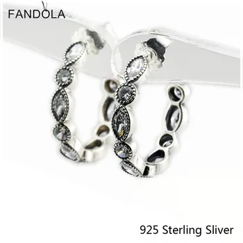 

CKK 925 Sterling Silver Alluring Brilliant Marquise Stud Earrings Original European Style DIY Fashion Jewelry
