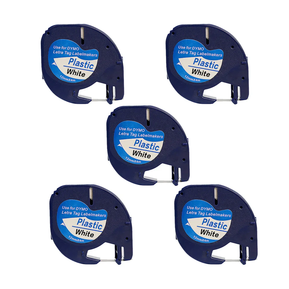 

5x Black on White Label Letratag 91201 for DYMO Label Tape 12mm Labelmanager Label Maker 91221 91331 59422 use for Dymo LT100