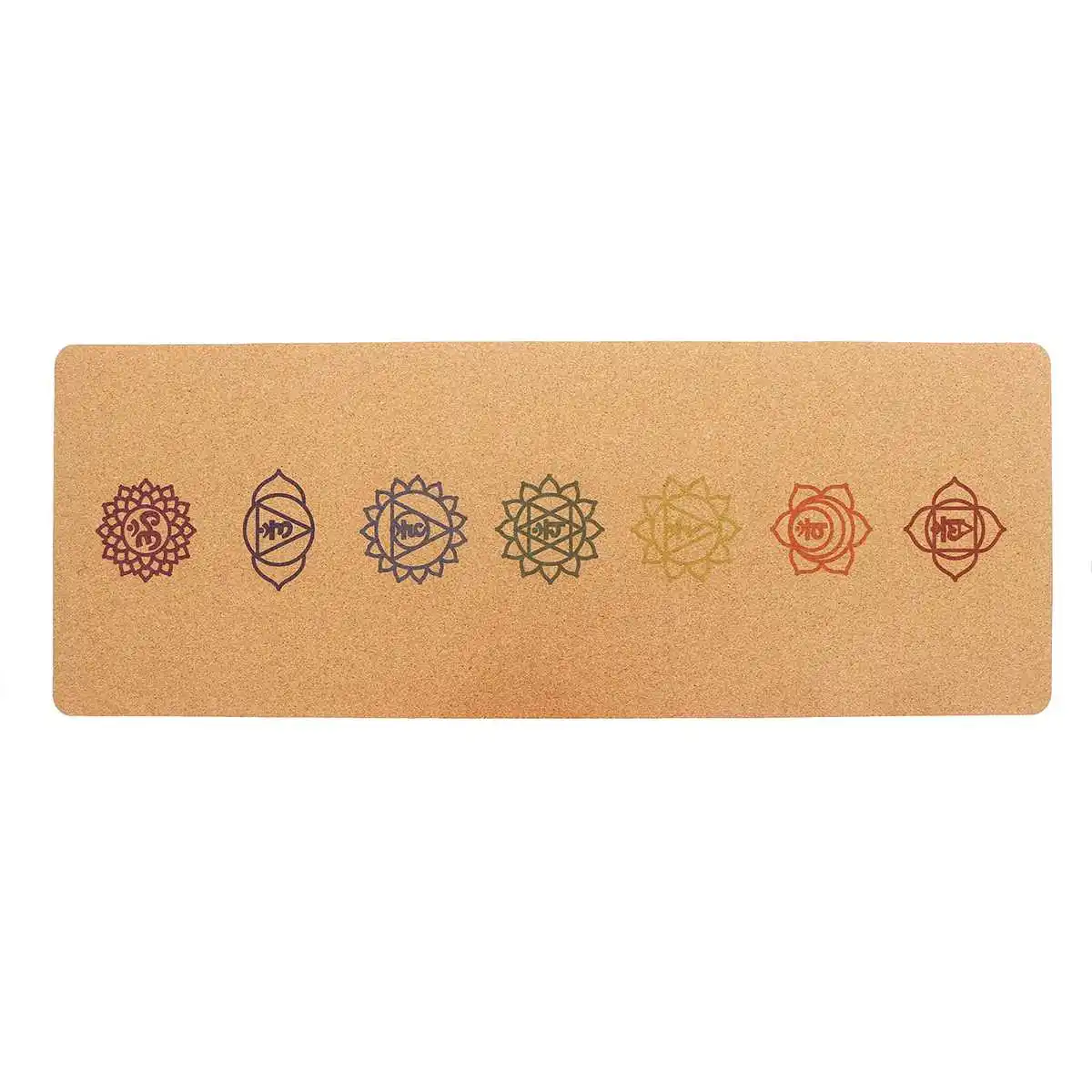 Seven Chakras 5 мм натуральный пробковый ТПЭ Коврик для йоги 183X68 см нескользящий коврик для фитнеса, спорта, спортзала, пилатеса, Тренировочный Коврик с сумкой для йоги - Цвет: Seven Chakras