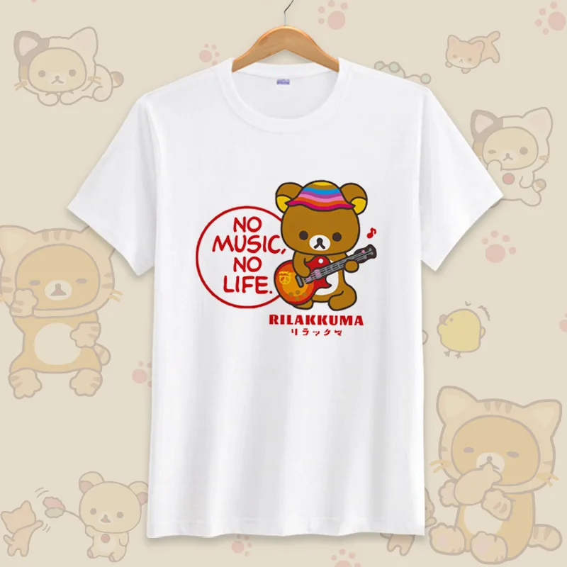 Rilukkuma Bear Повседневная футболка женская унисекс Базовая футболка Harajuku шик стиль Лолита девушки рубашки аниме лето мультфильм топы тройник - Цвет: 3