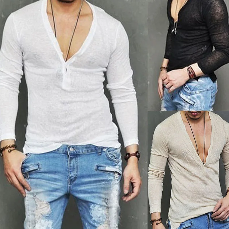 Men T Shirt Men Casual Leisure Fashion Long Sleeve Cotton Shirt