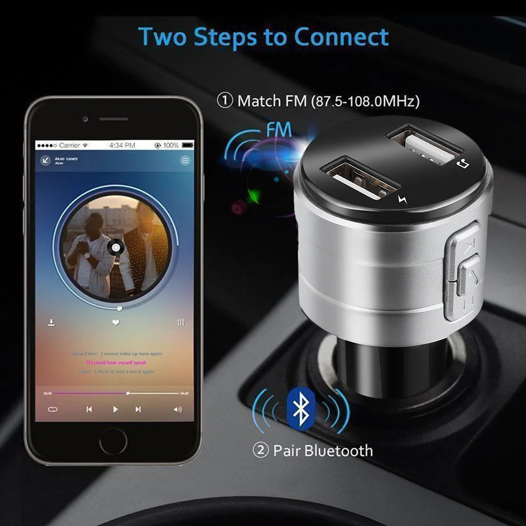 

Car Bluetooth Transmitter Set USB Charger Wireless Radio Adapter MP3 Player 3.4A hands-free TF Card U Disk Player