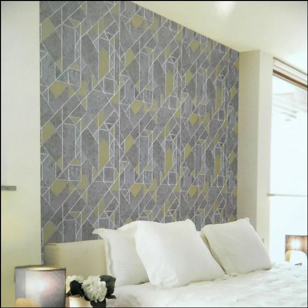 Clic New Fashion Feast High Grade Iron Grey Yellow Wallpaper Clic New Fashion Feast High Grade Iron Grey Yellow Wallpaper Solid Geometry Block Wall Stickers